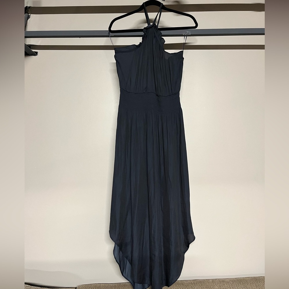 NWT Navy Gala Satin Halter Dress
